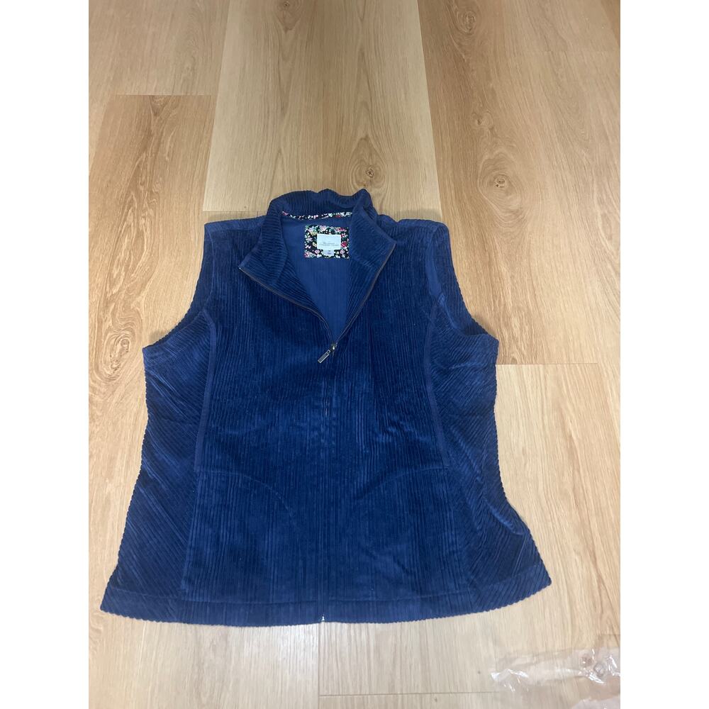 The Vermont Country Store  Corduroy Zip Up Vest Navy Blue Blue Size 1X